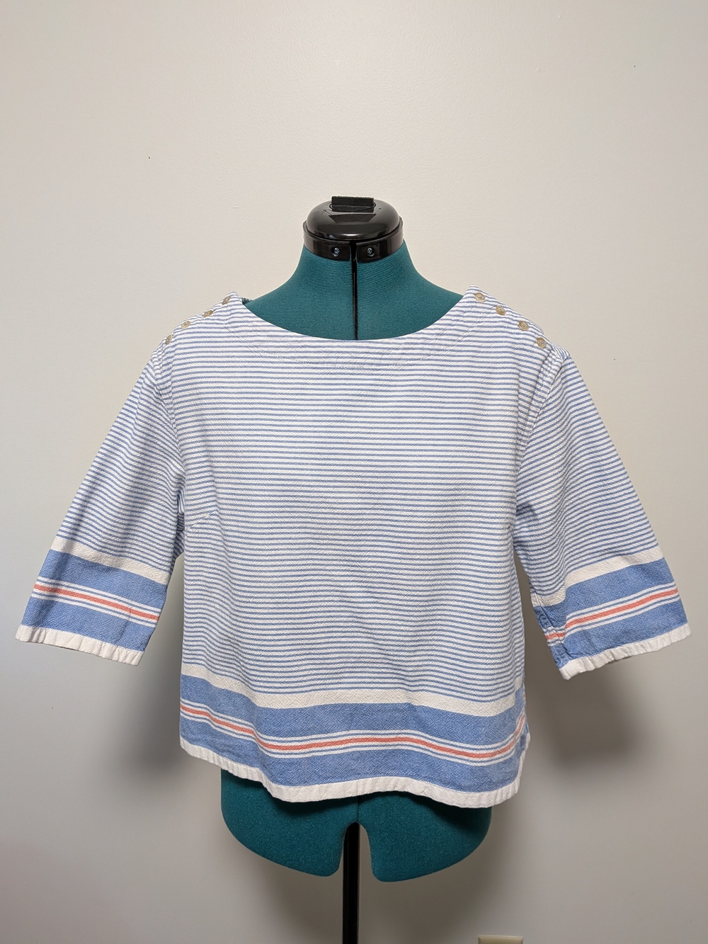 Anthropology Maeve Striped Short-Sleeve Top 100% Cotton Small
